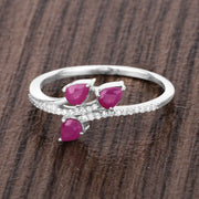 Bids.com 0.68 Carat Genuine Ruby and White Diamond 14K White Gold Ring Rings