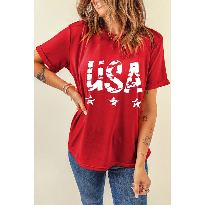 USA Round Neck Short Sleeve T-Shirt