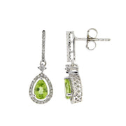 Bids.com 1.10ct Peridot Diamond Dangle Earrings 14KT White Gold Earrings