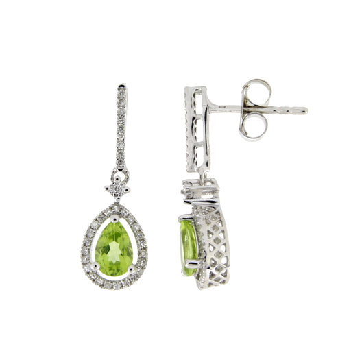 Bids.com 1.10ct Peridot Diamond Dangle Earrings 14KT White Gold Earrings