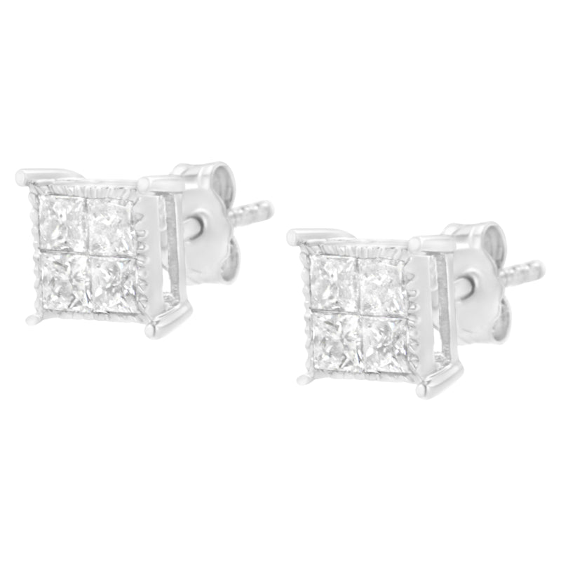 Bids.com Sterling Silver 3/4 cttw Composite Diamond Stud Earrings (I-J, I2-I3) Earrings
