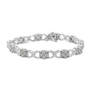 Bids.com Sterling Silver Rose-Cut Diamond Love Locks Link Bracelet (1.00cttw,I-J color,I3-Promo clarity) Bracelets