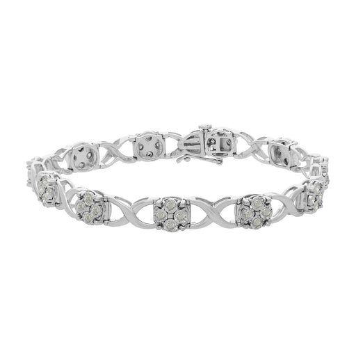 Bids.com Sterling Silver Rose-Cut Diamond Love Locks Link Bracelet (1.00cttw,I-J color,I3-Promo clarity) Bracelets