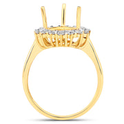 Bids.com 0.48 Carat Genuine White Diamond 14K Yellow Gold Semi Mount Ring - holds 11x9mm Pear Gemstone Rings