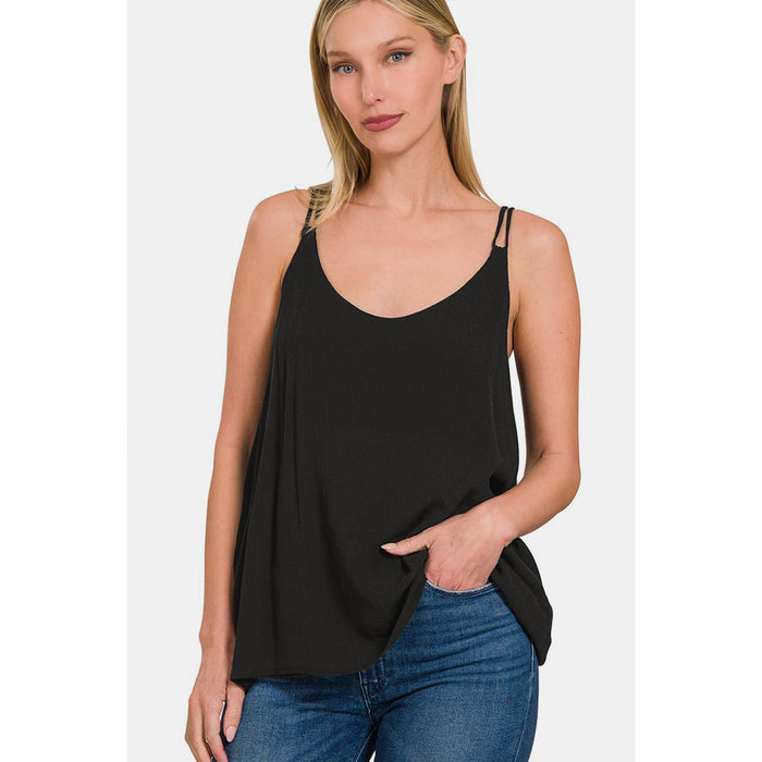 Zenana Woven Double Spaghetti Strap V-Neck Cami