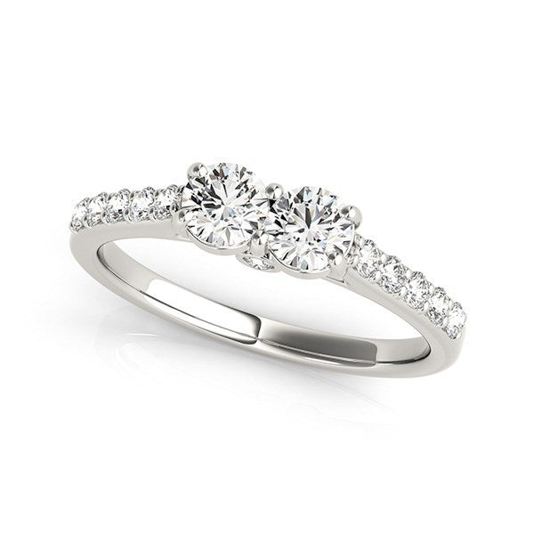 Bids.com 14k White Gold Round Two Stone Diamond Ring (3/4 cttw) Rings