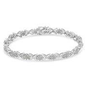 Bids.com .925 Sterling Silver 1-1/2 Cttw Diamond Cluster X Link 7" Tennis Bracelet (I-J color, I3 clarity) Bracelets