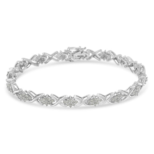 Bids.com .925 Sterling Silver 1-1/2 Cttw Diamond Cluster X Link 7" Tennis Bracelet (I-J color, I3 clarity) Bracelets