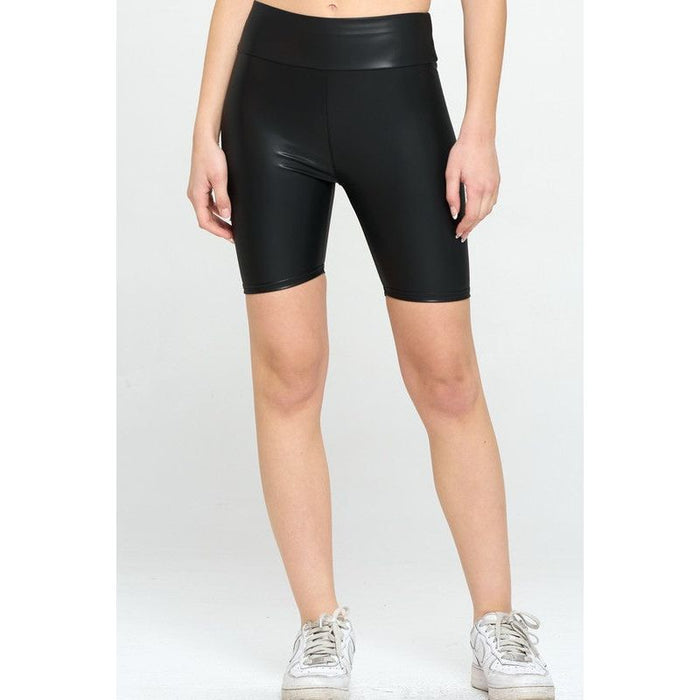 High Waist Pu Biker Shorts