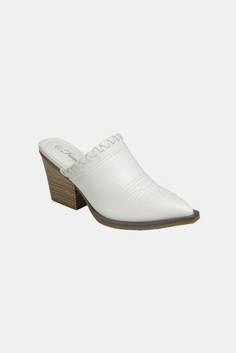 Pointy Toe Slip On Chunky Mules