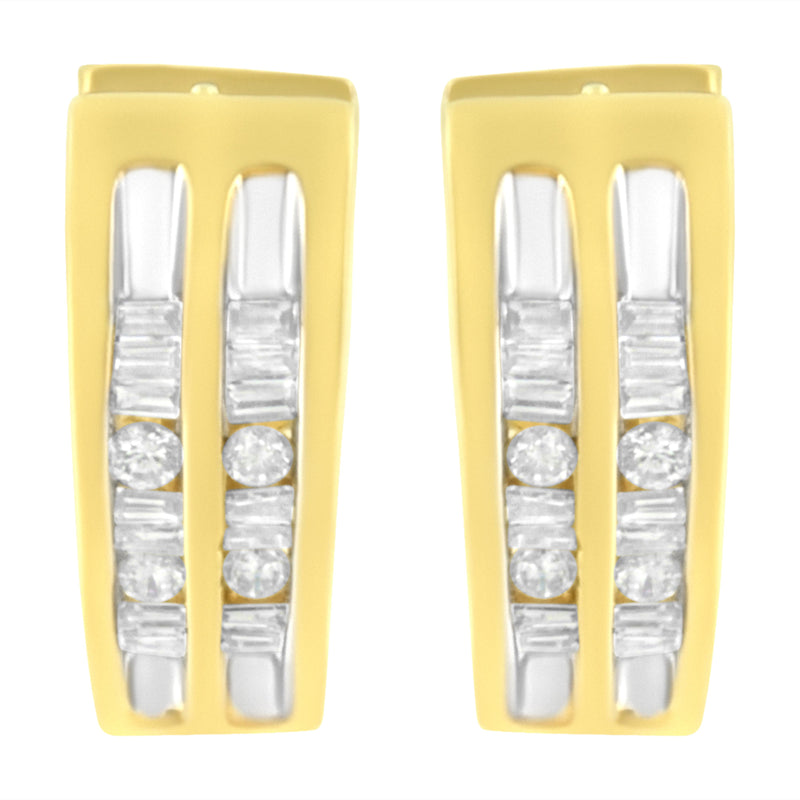 Bids.com 10K Yellow Gold 1/2 cttw Diamond Huggy Heart Hoop Earrings (I-J Clarity, I2-I3 Color) Earrings