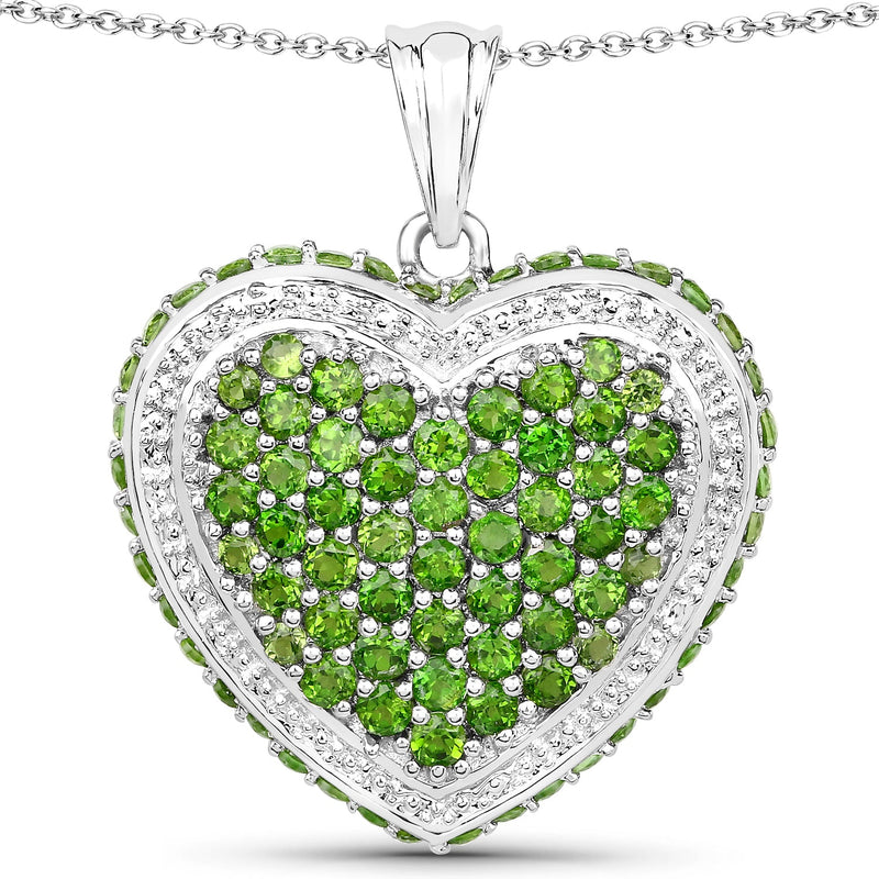 Bids.com 4.62 Carat Genuine Chrome Diopside .925 Sterling Silver Pendant Pendants