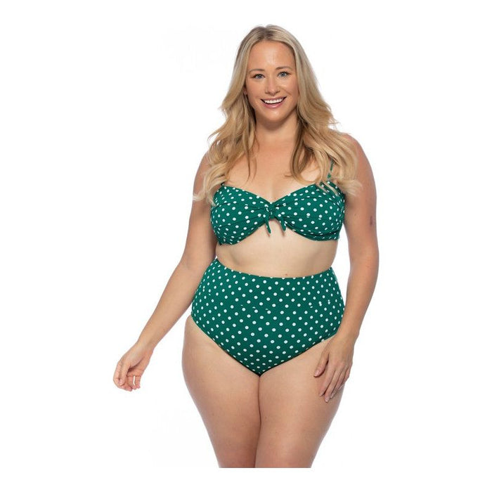 GREEN POLKA DOT HIGH WAIST BIKINI SET