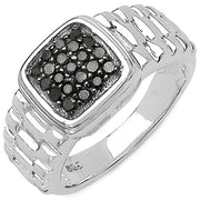 Bids.com 0.22 Carat Genuine Black Diamond .925 Sterling Silver Ring Rings