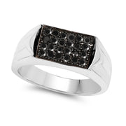 Bids.com 0.42 Carat Genuine Black Diamond .925 Sterling Silver Ring Rings