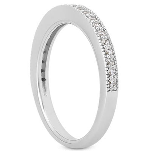 Bids.com 14k White Gold Pave Diamond Milgrain Wedding Ring Band Set 1/2 Around Rings