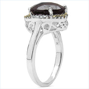 Bids.com 4.12 Carat Genuine Smoky Quartz and 0.28 ct.t.w Genuine Diamond Accents Sterling Silver Ring Rings