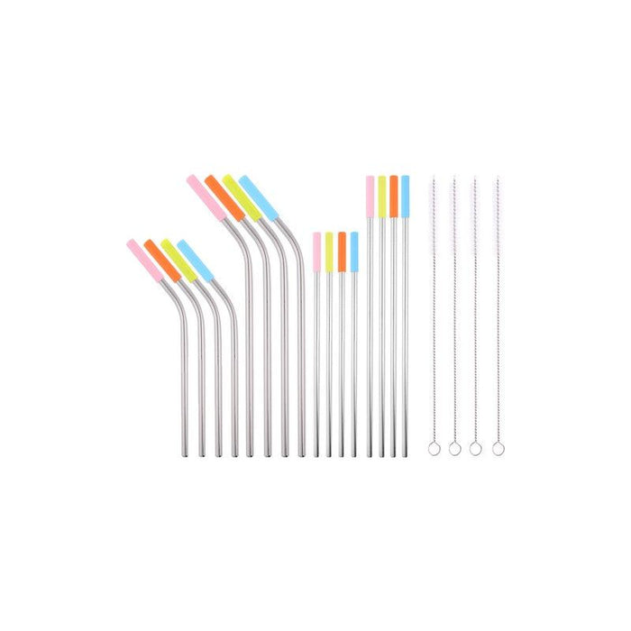 Reusable Metal Straw 20 Pcs Set & Silicone Tip