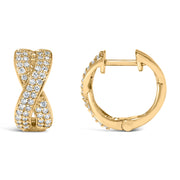 Bids.com 14K Yellow Gold 1/3 Cttw Diamond Criss Cross Huggie Hoop Earrings (G-H Color, SI2-I1 Clarity) Earrings