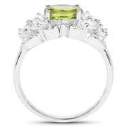 Bids.com 2.70 Carat Genuine Peridot and White Zircon .925 Sterling Silver Ring Rings