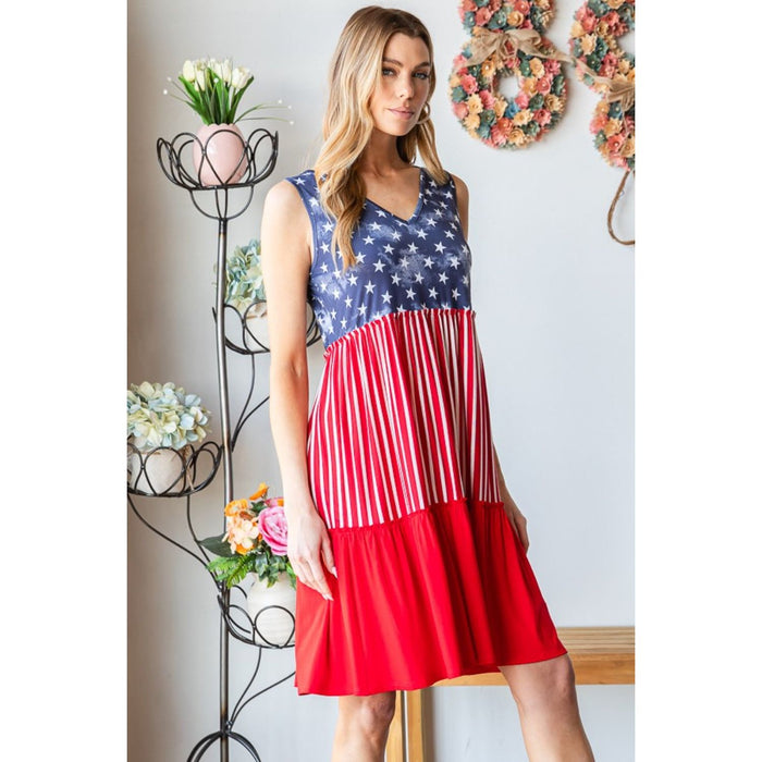 US Flag Theme Contrast Tank Dress