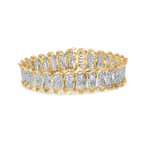 Bids.com 10K Yellow Gold 4.00 Cttw Pave Diamond Classic Link 7" Bracelet (I-J Color, I2-I3 Clarity) Bracelets
