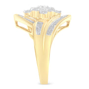 Bids.com 10K Yellow Gold Diamond Bypass Cluster Ring (1 Cttw, I-J Color, I2-I3 Clarity) - Size 7 Rings