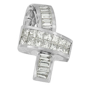 Bids.com 14K White Gold 2 cttw Princess and Baguette Cut Diamond Ribbon Pendant Necklace (H-I, SI-SI2) Necklaces