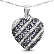 Bids.com 1.30 Carat Genuine Tanzanite and White Topaz .925 Sterling Silver Pendant Pendants
