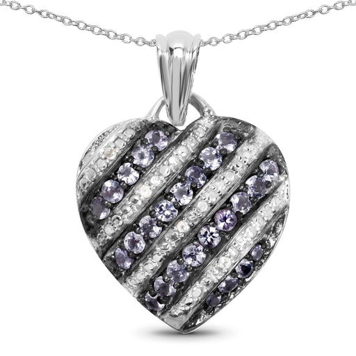Bids.com 1.30 Carat Genuine Tanzanite and White Topaz .925 Sterling Silver Pendant Pendants
