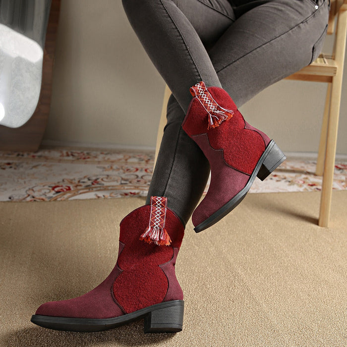 Point Toe Block Heel Boots