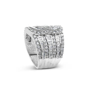 Bids.com 10K White Gold 2 1/2 Cttw Round and Baguette-Cut Diamond Multi-Row Bypass Ring (J-K Color, I2-I3 Clarity) - Ring Size 7 Rings