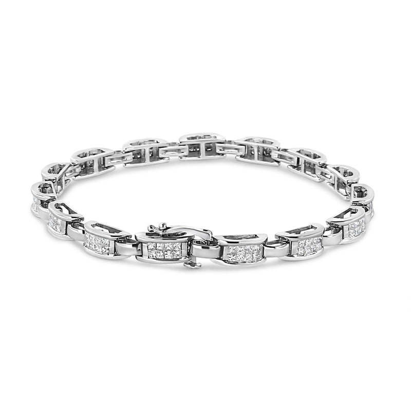 Bids.com 14K White Gold 2.00 Cttw Invisble-Set Princess Diamond Link Bracelet (I1-I2 Clarity, I-J Color) - 7.25" Bracelets