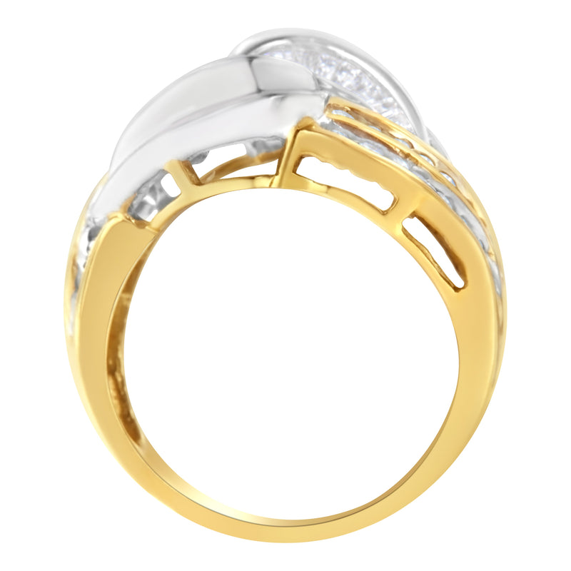 Bids.com 10KT Two-Toned Gold Diamond Bypass Ring (1 cttw, H-I Color, SI1-SI2 Clarity) Rings