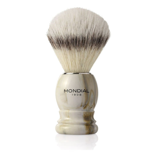 Mondial White Marble Shaving Brush with EcoSilvertip Synthetic Badger 2-CH-ECO