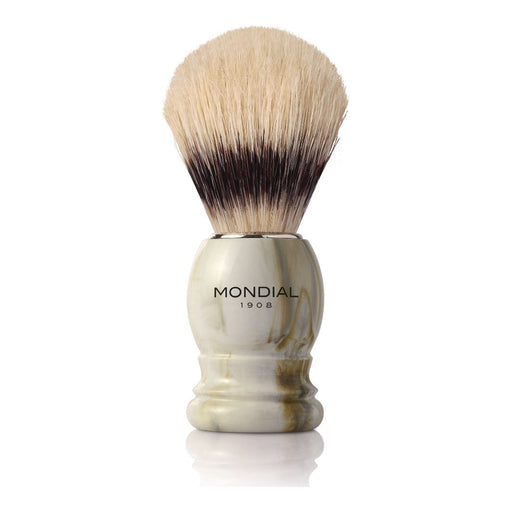 Mondial White Marble Shaving Brush with Bleached Boar Bristle 2-CH-IMT