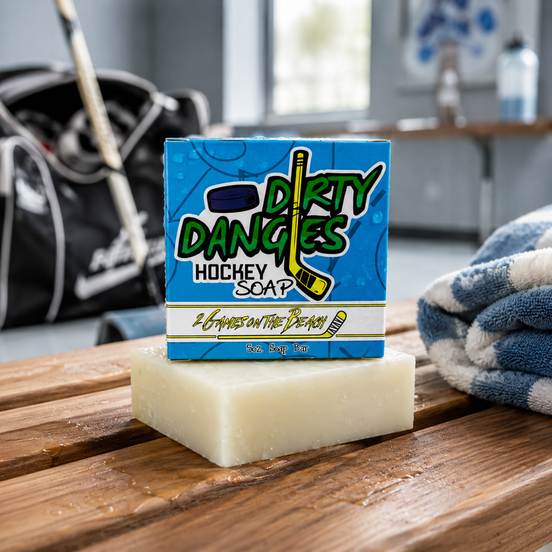 Dirty Dangles Hockey 2 Games on the Beach - Hockey Soap Bar Natural Soap Bar Slate Gray 1 Bar - $8,3 Bars - $22