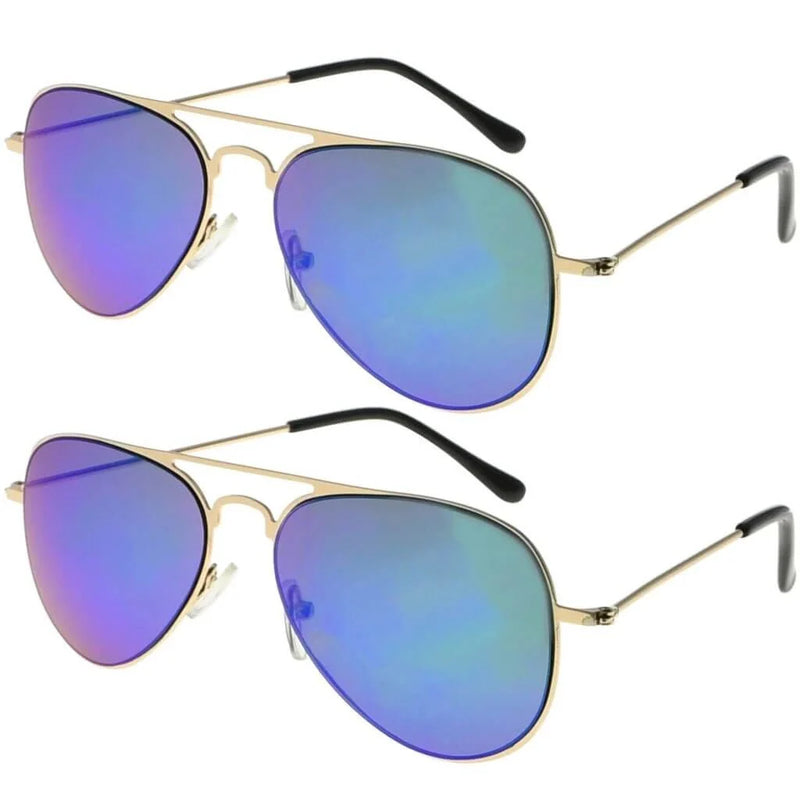 eyekeeper.com 2 Pack 3-10yr Old Kids Child Pilot Metal Sunglasses S15016 Sunglasses