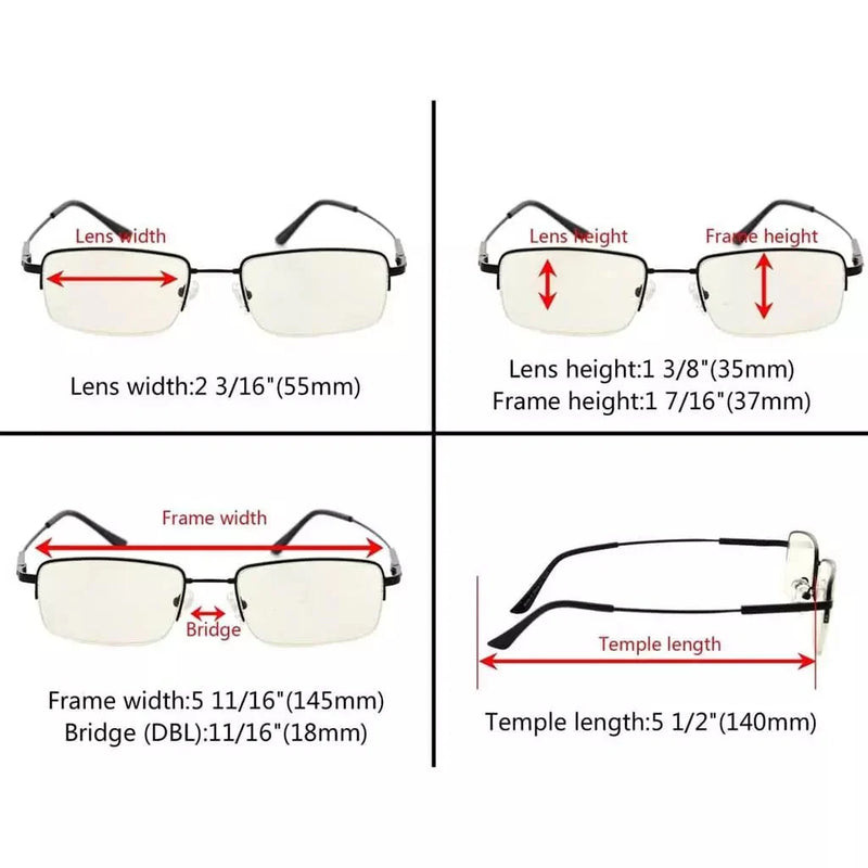 eyekeeper.com 2 Pack Half-rim Blue Light Filter Reading Glasses UVR1702 Eyeglasses