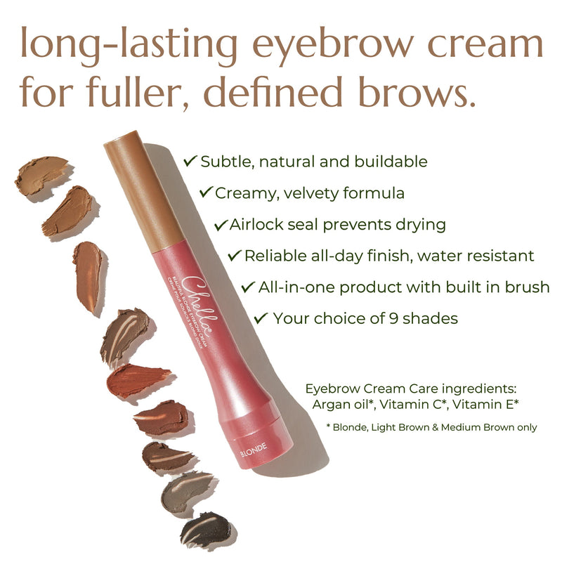 Chella eyebrow cream Brow & Eye White Smoke Beautiful Blonde,Luscious Light Brown,Tantalizing Taupe,Marvelous Medium Brown,Awesome Auburn,Dazzling Dark Brown,Delightful Deep Brown,Graceful Grey,Elegant Ebony