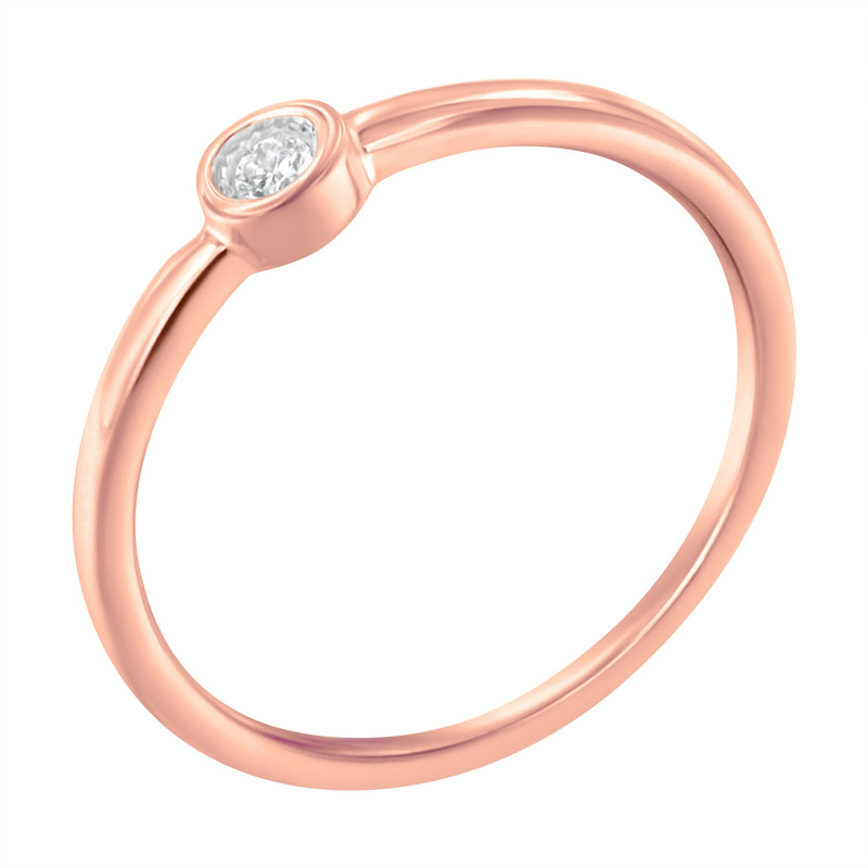 Bids.com 14K Rose Gold Plated .925 Sterling Silver Miracle Set Diamond Ring (1/20 Cttw, J-K Color, I1-I2 Clarity) - Size 6 Rings