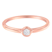 Bids.com 14K Rose Gold Plated .925 Sterling Silver Miracle Set Diamond Ring (1/20 Cttw, J-K Color, I1-I2 Clarity) - Size 6 Rings