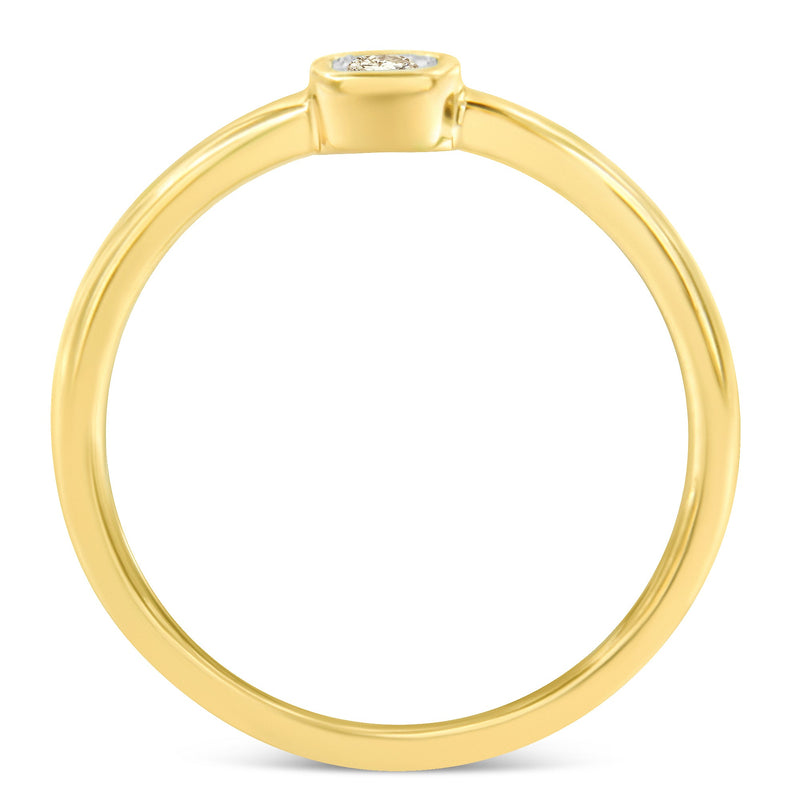 Bids.com 14K Yellow Gold Plated .925 Sterling Silver 1/20 Carat Diamond Square Cushion-Shaped Miracle Set Petite Fashion Promise Ring (J-K Color, I1-I2 Clarity) - Size 6 Rings