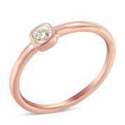 Bids.com 14K Rose Gold Plated .925 Sterling Silver 1/20 Carat Diamond Square Cushion-Shaped Miracle Set Petite Fashion Promise Ring (J-K Color, I1-I2 Clarity) - Size 6 Rings