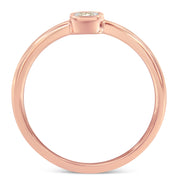 Bids.com 14K Rose Gold Plated .925 Sterling Silver 1/20 Carat Diamond Square Cushion-Shaped Miracle Set Petite Fashion Promise Ring (J-K Color, I1-I2 Clarity) - Size 6 Rings