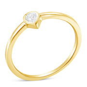 Bids.com 14K Yellow Gold Plated .925 Sterling Silver 1/20 Carat Diamond Teardrop Pear-Shaped Miracle Set Petite Fashion Ring (J-K Color, I1-I2 Clarity) - Size 6 Rings