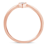 Bids.com 14K Rose Gold Plated .925 Sterling Silver 1/20 Carat Diamond Teardrop Pear-Shaped Miracle Set Petite Fashion Ring (J-K Color, I1-I2 Clarity) - Size 6 Rings