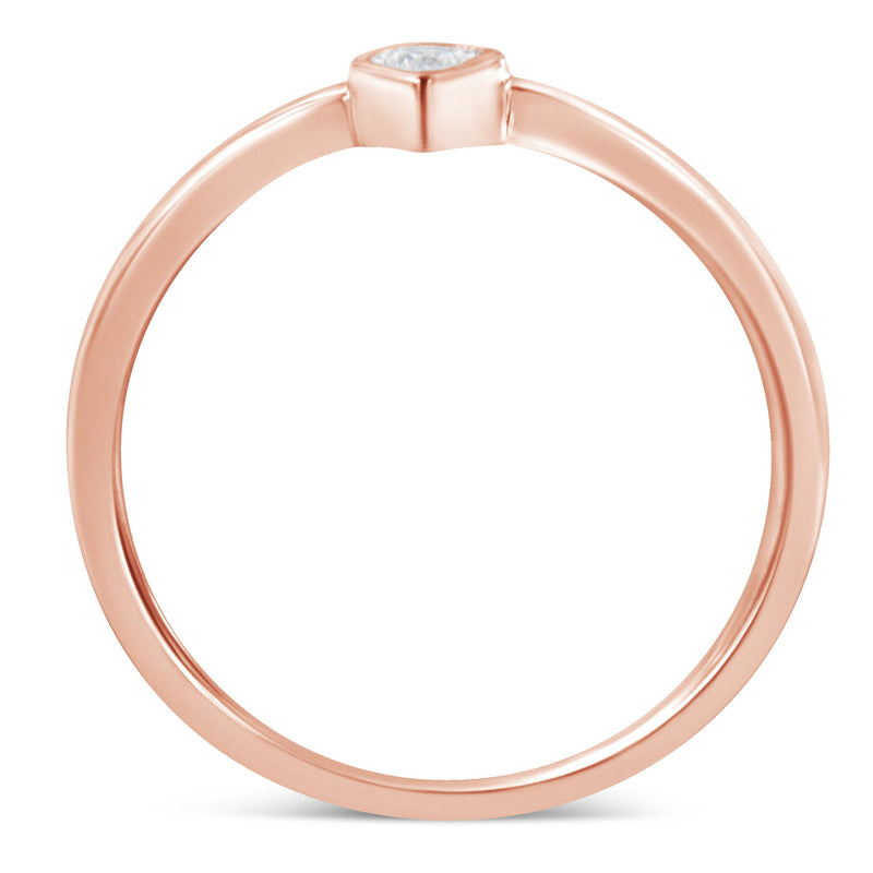 Bids.com 14K Rose Gold Plated .925 Sterling Silver 1/20 Carat Diamond Teardrop Pear-Shaped Miracle Set Petite Fashion Ring (J-K Color, I1-I2 Clarity) - Size 6 Rings