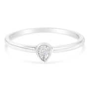 Bids.com .925 Sterling Silver 1/20 Carat Diamond Teardrop Pear-Shaped Miracle Set Petite Fashion Promise Ring (J-K Color, I1-I2 Clarity) - Size 6 Rings