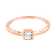 Bids.com 14K Rose Gold Plated .925 Sterling Silver 1/20 cttw Miracle Set Diamond Promise Ring (J-K Color, I1-I2 Clarity) - Size 6 Rings
